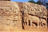 Arjuna's Penance (also known as 'Descent of the Ganges') is a giant rock cut relief depicting many semi-divine and divine creatures as well as deities and some very naturalistic depictions of animals. It dates from the 7th century CE.<br/><br/>

Mahabalipuram, also known as Mamallapuram (Tamil: மாமல்லபுரம்) is an ancient historic town and was a bustling seaport from as early as the 1st century CE.<br/><br/>

By the 7th Century it was the main port city of the South Indian Pallava dynasty. The historic monuments seen today were built largely between the 7th and the 9th centuries CE.